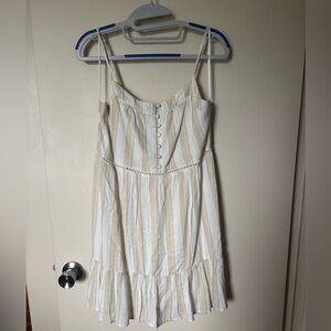 Striped White and Tan Sundress